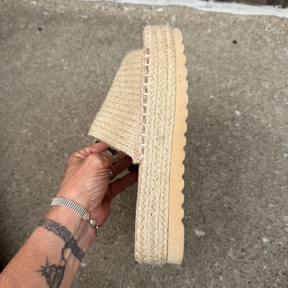 Beach by Matisse DelMar Natural Jute Espadrille Platform Slide Sandals Sz 8